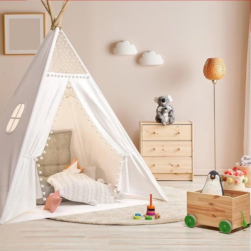 Large kids teepee - lace, wood